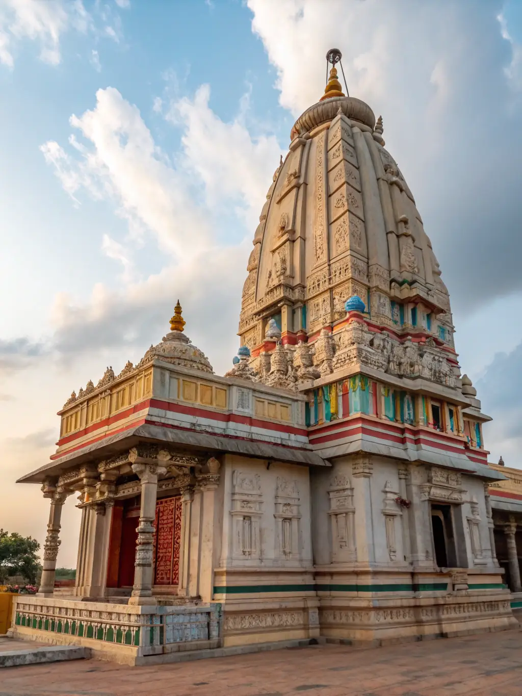 A detailed image of the intricate architecture of the Somnath Temple, showcasing its historical and religious importance as a Jyotirlinga.